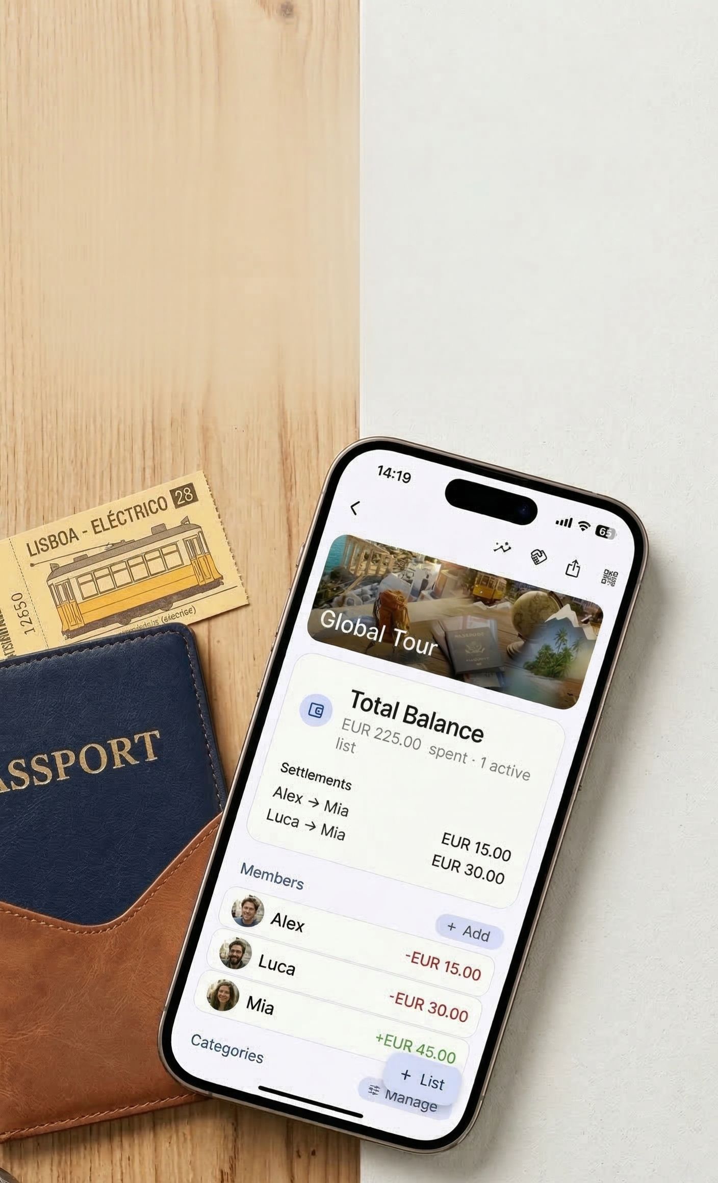 Screenshot der balancico-App für gemeinsame Ausgaben und Gruppenfinanzen